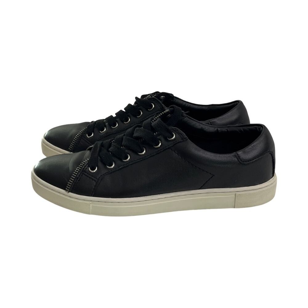 Frye And Co Sindy Moto Low Black Leather Zipper Detail Sneaker Women’s Size 8.5M - Picture 10 of 12